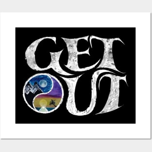 Get Out and Explore Wanderlust Yin Yang Mountains Oceans Moonrise Sunrise Sunset Posters and Art